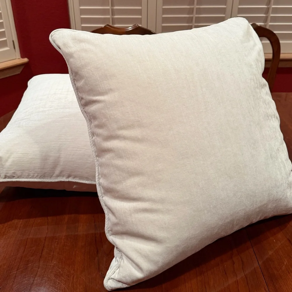 Set of Two Velvet Ivory PILLOW COVERS - 26x26